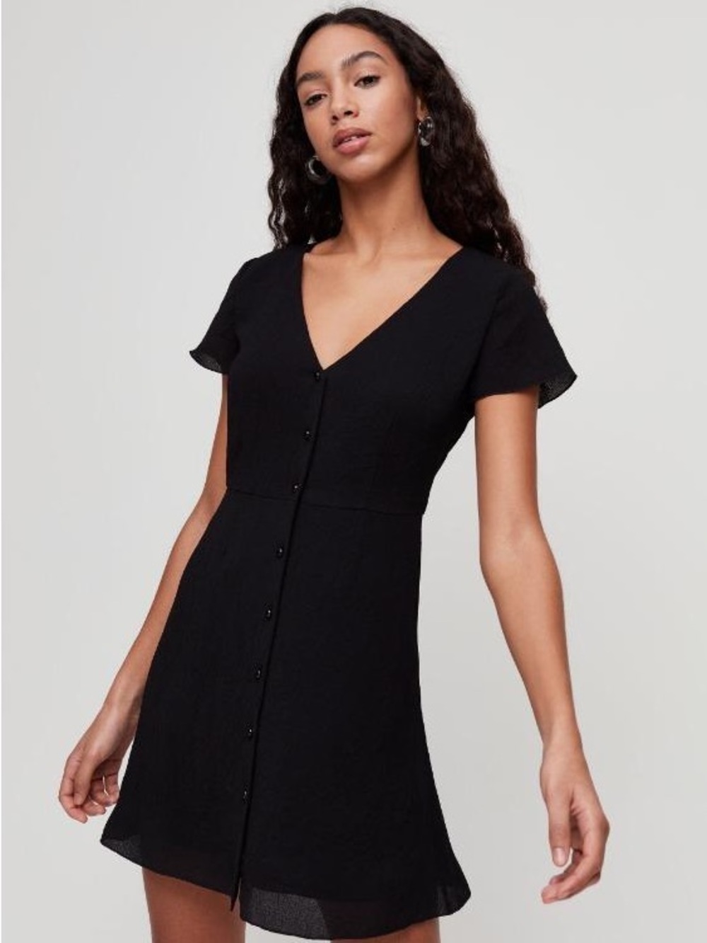 Dynamite V-Neck Button-Front Mini Dress